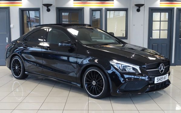 Used 2019 BLACK MERCEDES-BENZ CLA Saloon 1.6 CLA200 AMG Line Night Edition (Plus) Coupe 4dr Petrol Manual Euro 6 (s/s) (156 ps) (reg. 2019-03-28) for sale in Altrincham