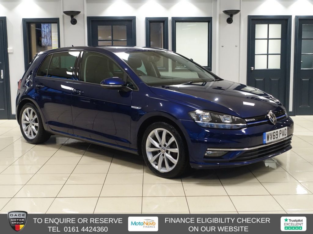 Used 2019 BLUE VOLKSWAGEN GOLF Hatchback 1.5 TSI EVO GT Hatchback 5dr Petrol Manual Euro 6 (s/s) (130 ps) (reg. 2019-09-27) for sale in Altrincham