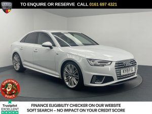 Used 2019 WHITE AUDI A4 Saloon 2.0 TFSI 40 S line Saloon 4dr Petrol S Tronic Euro 6 (s/s) (190 ps) (reg. 2019-07-15) for sale in Manchester