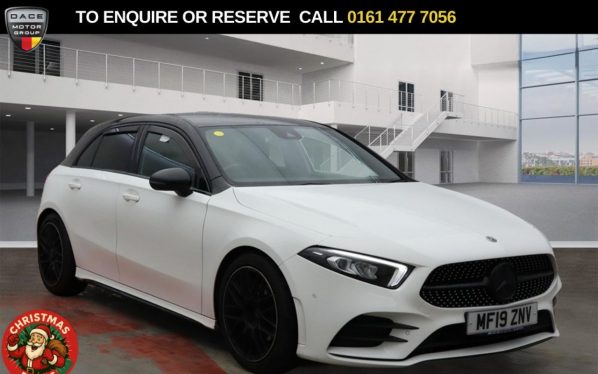 Used 2019 WHITE MERCEDES-BENZ A-CLASS Hatchback 1.3 A180 AMG Line (Premium) Hatchback 5dr Petrol Manual Euro 6 (s/s) (136 ps) (reg. 2019-05-24) for sale in Stockport