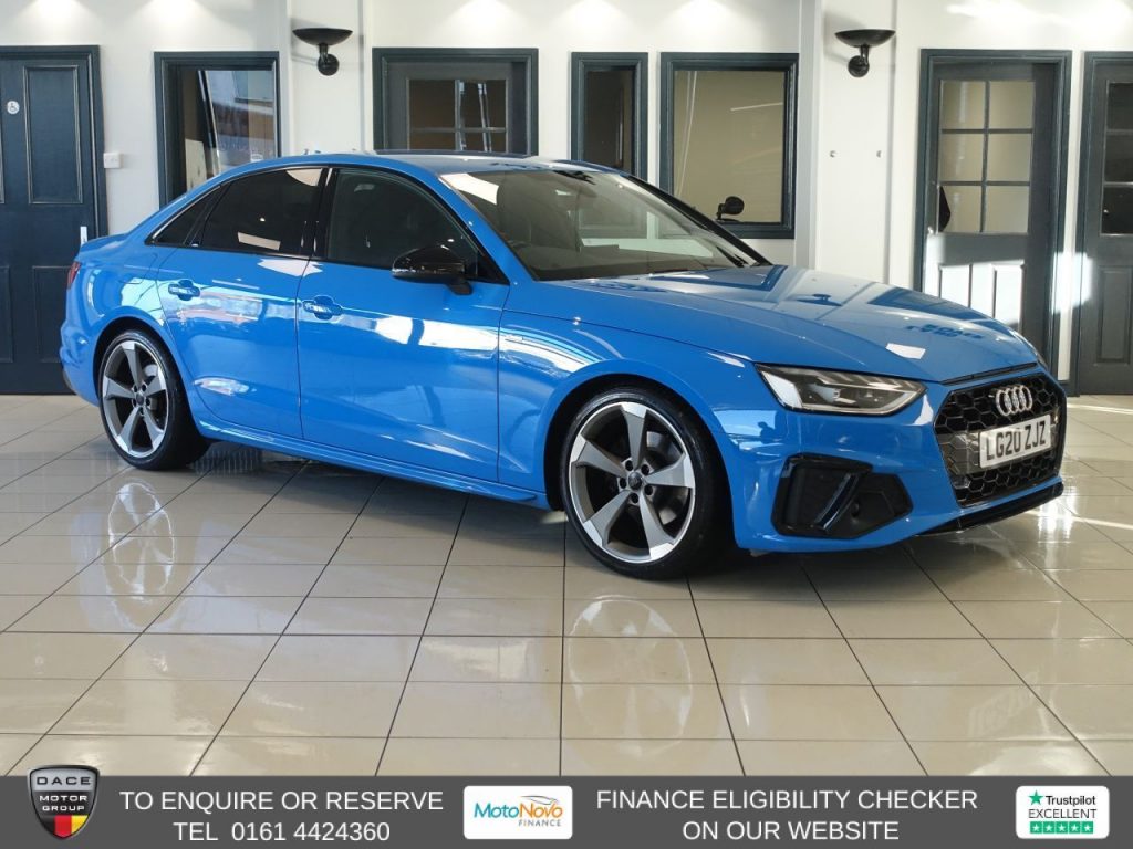 Used 2020 BLUE AUDI A4 Saloon 2.0 TFSI 35 Black Edition Saloon 4dr Petrol S Tronic Euro 6 (s/s) (150 ps) (reg. 2020-06-30) for sale in Altrincham