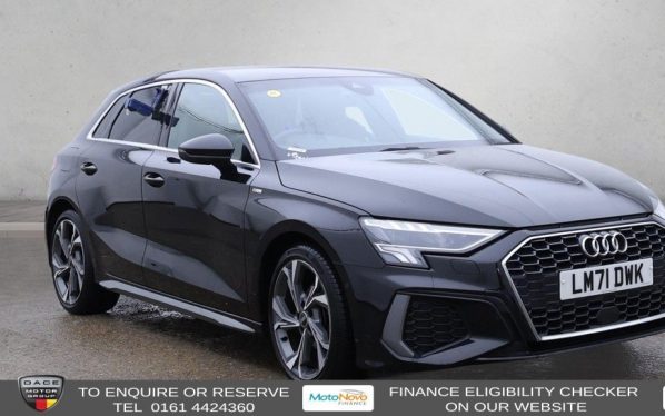 Used 2021 BLACK AUDI A3 Hatchback 1.5 TFSI 35 S line Sportback 5dr Petrol Manual Euro 6 (s/s) (150 ps) (reg. 2021-11-10) for sale in Altrincham