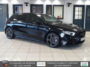Used 2021 BLACK MERCEDES-BENZ A-CLASS Hatchback 2.0 A35 AMG (Executive) Hatchback 5dr Petrol SpdS DCT 4MATIC Euro 6 (s/s) (306 ps) (reg. 2021-01-08) for sale in Altrincham