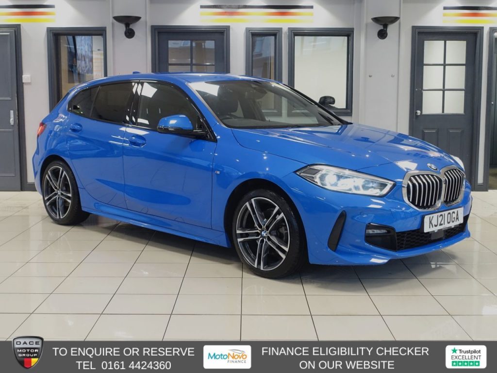 Used 2021 BLUE BMW 1 SERIES Hatchback 1.5 118i M Sport (LCP) Hatchback 5dr Petrol DCT Euro 6 (s/s) (136 ps) (reg. 2021-07-14) for sale in Altrincham