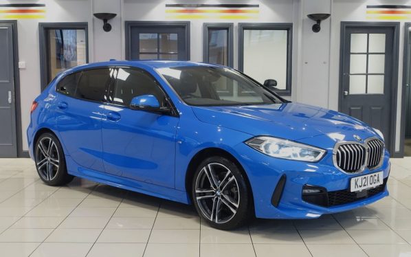 Used 2021 BLUE BMW 1 SERIES Hatchback 1.5 118i M Sport (LCP) Hatchback 5dr Petrol DCT Euro 6 (s/s) (136 ps) (reg. 2021-07-14) for sale in Altrincham