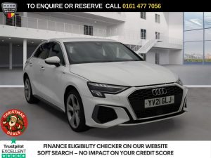 Used 2021 WHITE AUDI A3 Hatchback 1.4 TFSIe 40 S line Sportback 5dr Petrol Plug-in Hybrid S Tronic Euro 6 (s/s) 13kWh (204 ps) (reg. 2021-08-23) for sale in Stockport