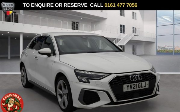Used 2021 WHITE AUDI A3 Hatchback 1.4 TFSIe 40 S line Sportback 5dr Petrol Plug-in Hybrid S Tronic Euro 6 (s/s) 13kWh (204 ps) (reg. 2021-08-23) for sale in Stockport