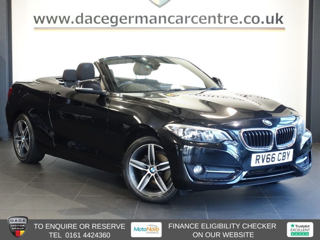Used 2016 BLACK BMW 2 SERIES Convertible 1.5 218i Sport Convertible 2dr Petrol Manual Euro 6 (s/s) (136 ps) (reg. 2016-09-28) for sale in Altrincham