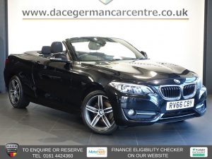 Used 2016 BLACK BMW 2 SERIES Convertible 1.5 218i Sport Convertible 2dr Petrol Manual Euro 6 (s/s) (136 ps) (reg. 2016-09-28) for sale in Altrincham