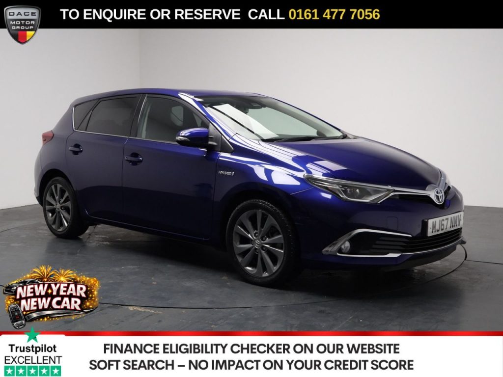 Used 2017 BLUE TOYOTA AURIS Hatchback 1.8 VVT-h Excel Hatchback 5dr Petrol Hybrid CVT Euro 6 (s/s) (Safety Sense) (136 ps) (reg. 2017-10-31) for sale in Stockport