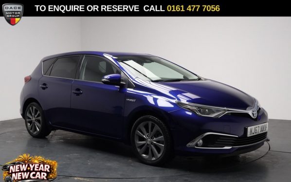 Used 2017 BLUE TOYOTA AURIS Hatchback 1.8 VVT-h Excel Hatchback 5dr Petrol Hybrid CVT Euro 6 (s/s) (Safety Sense) (136 ps) (reg. 2017-10-31) for sale in Stockport