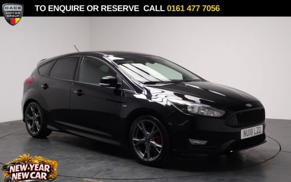 Used 2018 BLACK FORD FOCUS Hatchback 1.0T EcoBoost ST-Line X Hatchback 5dr Petrol Manual Euro 6 (s/s) (140 ps) (reg. 2018-04-30) for sale in Stockport