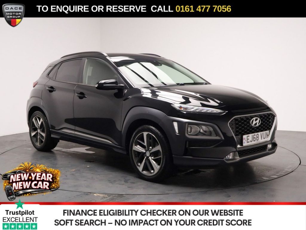 Used 2018 BLACK HYUNDAI KONA SUV 1.0 T-GDi Blue Drive Premium SUV 5dr Petrol Manual Euro 6 (s/s) (120 ps) (reg. 2018-10-31) for sale in Stockport