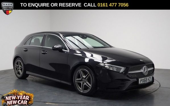 Used 2018 BLACK MERCEDES-BENZ A-CLASS Hatchback 2.0 A250 AMG Line (Premium) Hatchback 5dr Petrol 7G-DCT Euro 6 (s/s) (224 ps) (reg. 2018-11-13) for sale in Stockport