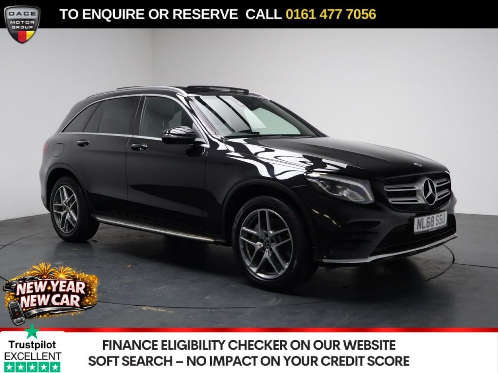 Used 2018 BLACK MERCEDES-BENZ GLC SUV 2.0 GLC250 AMG Line (Premium) SUV 5dr Petrol G-Tronic+ 4MATIC Euro 6 (s/s) (211 ps) (reg. 2018-09-28) for sale in Stockport