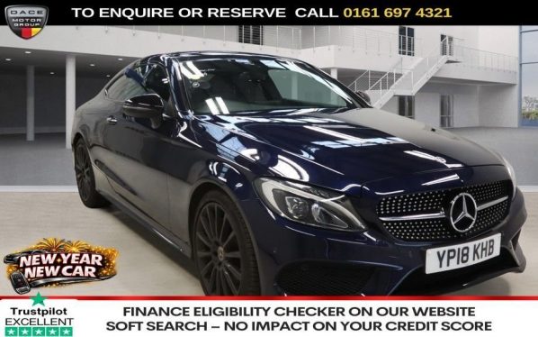 Used 2018 BLUE MERCEDES-BENZ C-CLASS Coupe 2.1 C220d AMG Line (Premium) Coupe 2dr Diesel G-Tronic+ Euro 6 (s/s) (170 ps) (reg. 2018-04-10) for sale in Manchester