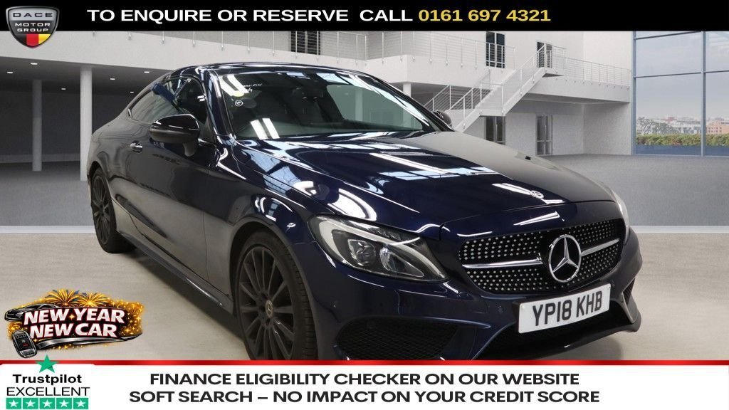 Used 2018 BLUE MERCEDES-BENZ C-CLASS Coupe 2.1 C220d AMG Line (Premium) Coupe 2dr Diesel G-Tronic+ Euro 6 (s/s) (170 ps) (reg. 2018-04-10) for sale in Manchester