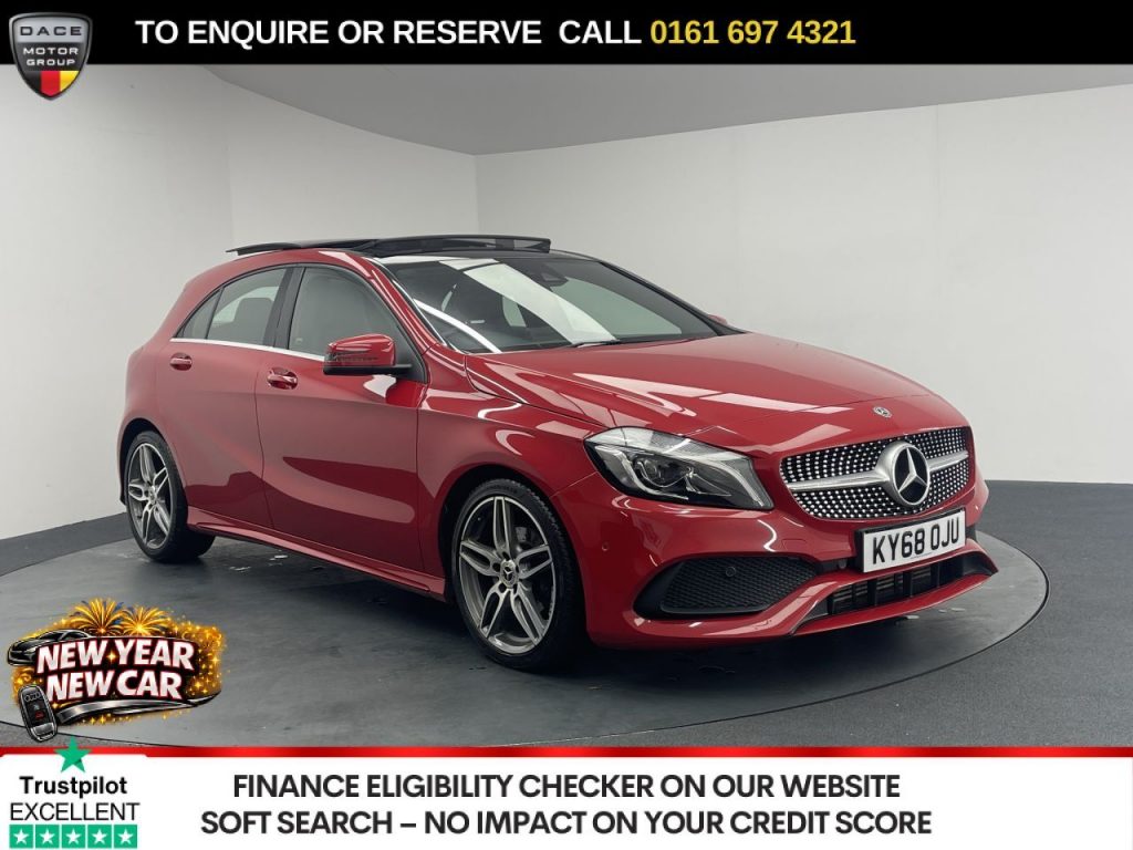 Used 2018 RED MERCEDES-BENZ A-CLASS Hatchback 2.1 A200d AMG Line (Premium Plus) Hatchback 5dr Diesel 7G-DCT Euro 6 (s/s) (136 ps) (reg. 2018-09-26) for sale in Manchester