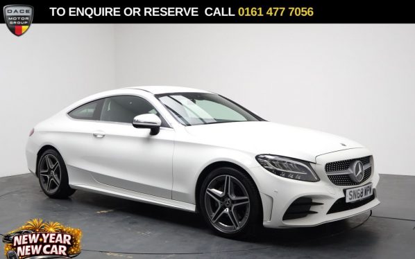 Used 2018 WHITE MERCEDES-BENZ C-CLASS Coupe 1.5 C200 MHEV AMG Line Coupe 2dr Petrol G-Tronic+ Euro 6 (s/s) (198 ps) (reg. 2018-10-25) for sale in Stockport