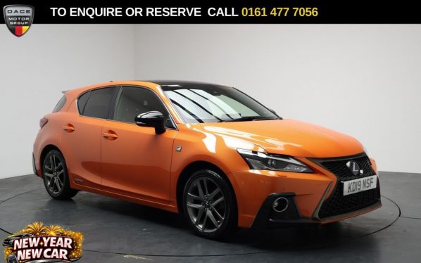 Used 2019 ORANGE LEXUS CT Hatchback 1.8 200h F Sport Hatchback 5dr Petrol Hybrid E-CVT Euro 6 (s/s) (136 ps) (reg. 2019-07-31) for sale in Stockport