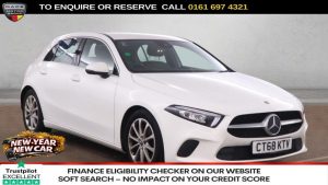 Used 2019 WHITE MERCEDES-BENZ A-CLASS Hatchback 1.3 A180 Sport Hatchback 5dr Petrol 7G-DCT Euro 6 (s/s) (136 ps) (reg. 2019-01-18) for sale in Manchester