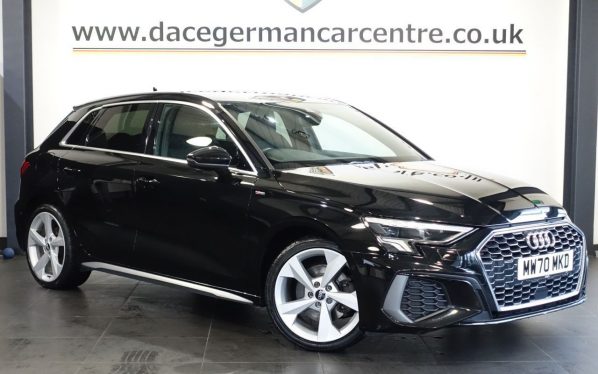 Used 2020 BLACK AUDI A3 Hatchback 1.0 TFSI 30 S line Sportback 5dr Petrol Manual Euro 6 (s/s) (110 ps) (reg. 2020-12-16) for sale in Altrincham