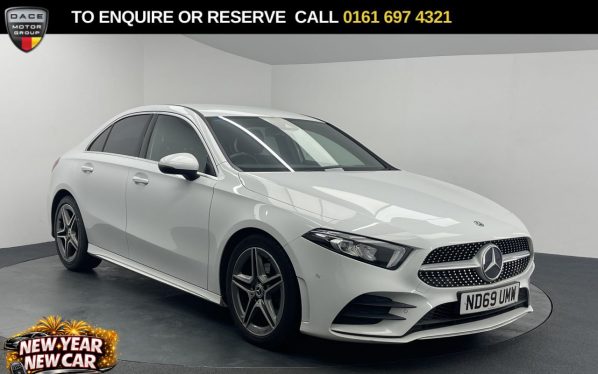 Used 2020 WHITE MERCEDES-BENZ A-CLASS Saloon 1.5 A180d AMG Line (Executive) Saloon 4dr Diesel 7G-DCT Euro 6 (s/s) (116 ps) (reg. 2020-01-08) for sale in Manchester