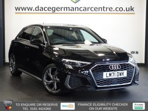 Used 2021 BLACK AUDI A3 Hatchback 1.5 TFSI 35 S line Sportback 5dr Petrol Manual Euro 6 (s/s) (150 ps) (reg. 2021-11-10) for sale in Altrincham
