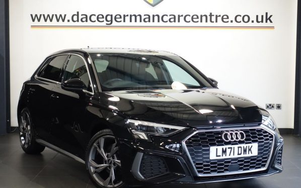 Used 2021 BLACK AUDI A3 Hatchback 1.5 TFSI 35 S line Sportback 5dr Petrol Manual Euro 6 (s/s) (150 ps) (reg. 2021-11-10) for sale in Altrincham