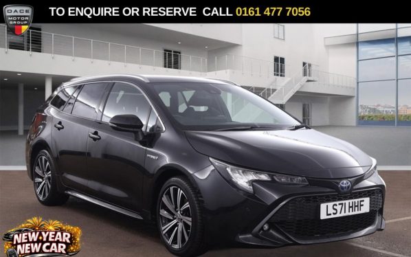 Used 2021 BLACK TOYOTA COROLLA Estate 1.8 VVT-h GPF Design Touring Sports 5dr Petrol Hybrid CVT Euro 6 (s/s) (122 ps) (reg. 2021-10-21) for sale in Stockport
