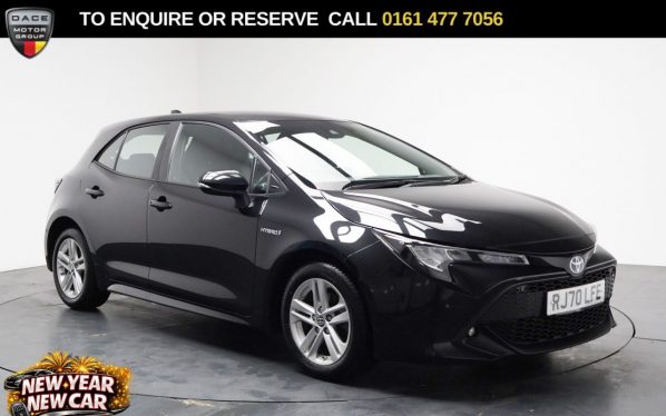 Used 2021 BLACK TOYOTA COROLLA Hatchback 1.8 VVT-h GPF Icon Tech Hatchback 5dr Petrol Hybrid CVT Euro 6 (s/s) (122 ps) (reg. 2021-01-11) for sale in Stockport