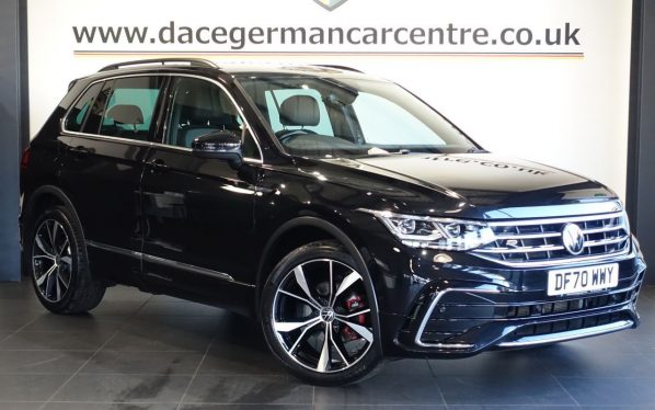 Used 2021 BLACK VOLKSWAGEN TIGUAN SUV 1.5 TSI R-Line SUV 5dr Petrol DSG Euro 6 (s/s) (150 ps) (reg. 2021-01-26) for sale in Altrincham