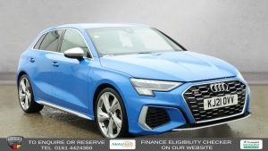 Used 2021 BLUE AUDI S3 Hatchback 2.0 TFSI Sportback 5dr Petrol S Tronic quattro Euro 6 (s/s) (310 ps) (reg. 2021-07-09) for sale in Altrincham