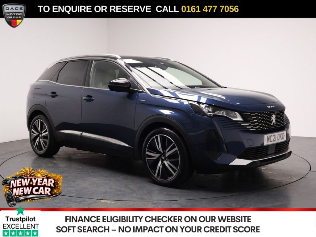 Used 2021 BLUE PEUGEOT 3008 SUV 1.6 13.2kWh GT Premium SUV 5dr Petrol Plug-in Hybrid e-EAT Euro 6 (s/s) (225 ps) (reg. 2021-08-12) for sale in Stockport