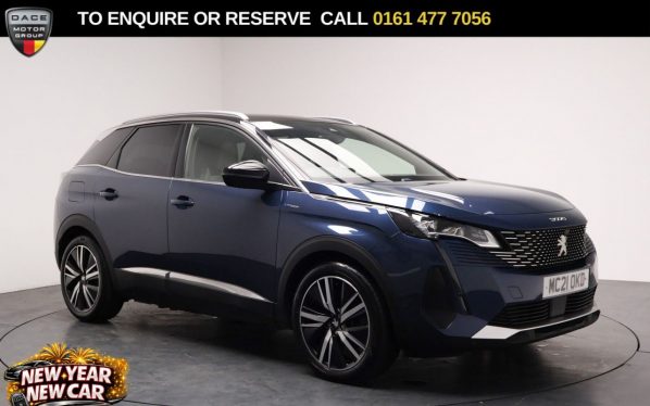 Used 2021 BLUE PEUGEOT 3008 SUV 1.6 13.2kWh GT Premium SUV 5dr Petrol Plug-in Hybrid e-EAT Euro 6 (s/s) (225 ps) (reg. 2021-08-12) for sale in Stockport