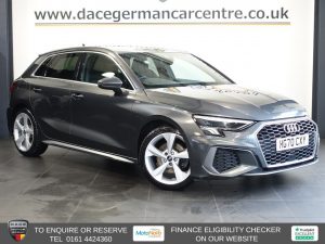 Used 2021 GREY AUDI A3 Hatchback 1.0 TFSI 30 S line Sportback 5dr Petrol Manual Euro 6 (s/s) (110 ps) (reg. 2021-01-20) for sale in Altrincham