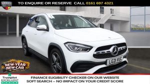 Used 2021 WHITE MERCEDES-BENZ GLA SUV 1.3 GLA200 AMG Line (Executive) SUV 5dr Petrol 7G-DCT Euro 6 (s/s) (163 ps) (reg. 2021-03-13) for sale in Manchester