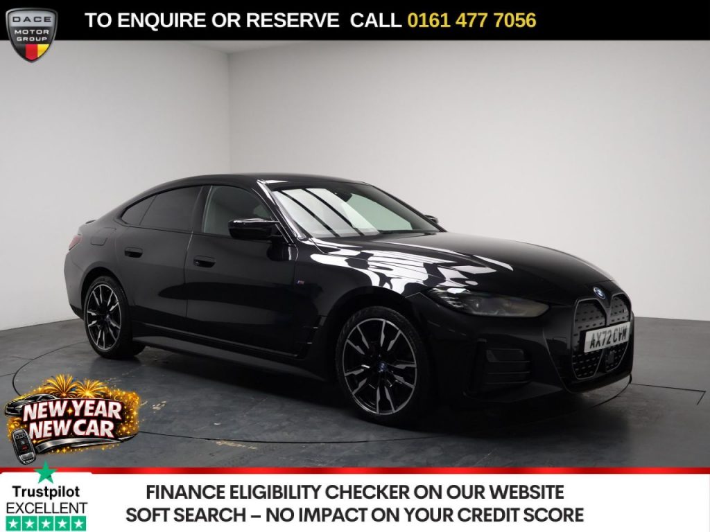 Used 2022 BLACK BMW I4 Hatchback M50 83.9kWh Gran Coupe 5dr Electric Auto 4WD (544 ps) (reg. 2022-12-23) for sale in Stockport