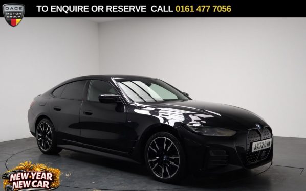 Used 2022 BLACK BMW I4 Hatchback M50 83.9kWh Gran Coupe 5dr Electric Auto 4WD (544 ps) (reg. 2022-12-23) for sale in Stockport