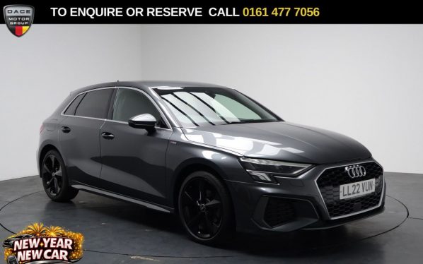 Used 2022 GREY AUDI A3 Hatchback 1.5 TFSI 35 S line Sportback 5dr Petrol Manual Euro 6 (s/s) (150 ps) (reg. 2022-06-29) for sale in Stockport