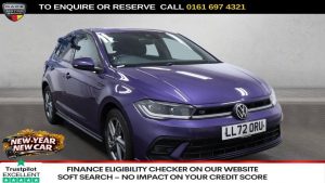 Used 2022 PURPLE VOLKSWAGEN POLO Hatchback 1.0 TSI R-Line Hatchback 5dr Petrol DSG Euro 6 (s/s) (95 ps) (reg. 2022-11-19) for sale in Manchester