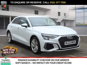 Used 2022 WHITE AUDI A3 Hatchback 1.4 TFSIe 40 S line Sportback 5dr Petrol Plug-in Hybrid S Tronic Euro 6 (s/s) 13kWh (204 ps) (reg. 2022-05-19) for sale in Stockport