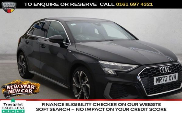 Used 2023 BLACK AUDI A3 Hatchback 1.0 TFSI 30 S line Sportback 5dr Petrol Manual Euro 6 (s/s) (110 ps) (reg. 2023-01-12) for sale in Manchester
