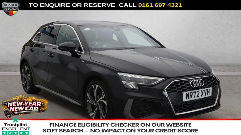 Used 2023 BLACK AUDI A3 Hatchback 1.0 TFSI 30 S line Sportback 5dr Petrol Manual Euro 6 (s/s) (110 ps) (reg. 2023-01-12) for sale in Manchester