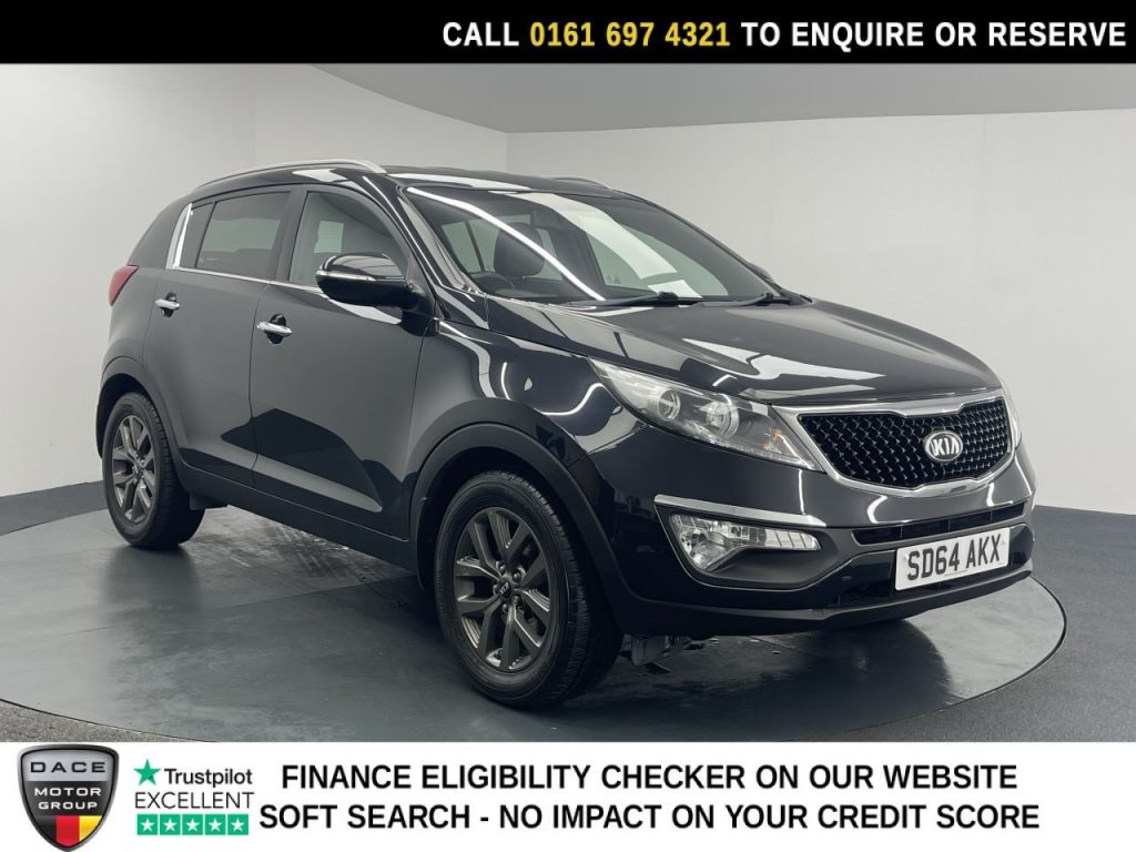 Used 2014 BLACK KIA SPORTAGE SUV 1.6 GDi EcoDynamics Black Edition SUV 5dr Petrol Manual 2WD Euro 5 (s/s) (133 bhp) (reg. 2014-09-30) for sale in Manchester