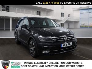 Used 2016 BLACK VOLKSWAGEN TIGUAN SUV 2.0 TSI BlueMotion Tech R-Line SUV 5dr Petrol DSG 4Motion Euro 6 (s/s) (180 ps) (reg. 2016-08-17) for sale in Manchester