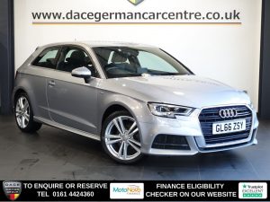 Used 2016 SILVER AUDI A3 Hatchback 1.4 TFSI CoD S line Hatchback 3dr Petrol S Tronic Euro 6 (s/s) (150 ps) (reg. 2016-12-10) for sale in Altrincham
