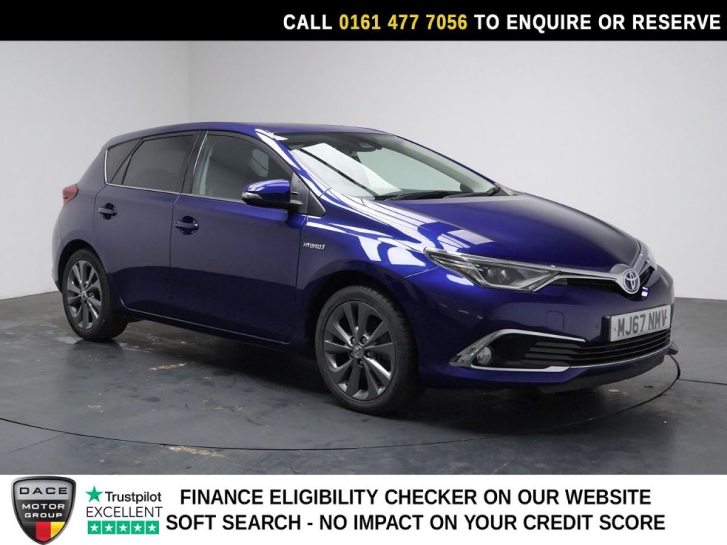 Used 2017 BLUE TOYOTA AURIS Hatchback 1.8 VVT-h Excel Hatchback 5dr Petrol Hybrid CVT Euro 6 (s/s) (Safety Sense) (136 ps) (reg. 2017-10-31) for sale in Stockport