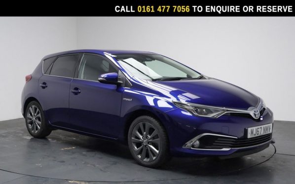 Used 2017 BLUE TOYOTA AURIS Hatchback 1.8 VVT-h Excel Hatchback 5dr Petrol Hybrid CVT Euro 6 (s/s) (Safety Sense) (136 ps) (reg. 2017-10-31) for sale in Stockport