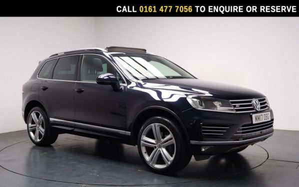 Used 2017 BLUE VOLKSWAGEN TOUAREG SUV 3.0 TDI V6 BlueMotion Tech R-Line Plus SUV 5dr Diesel Tiptronic 4WD Euro 6 (s/s) (262 ps) (reg. 2017-07-27) for sale in Stockport